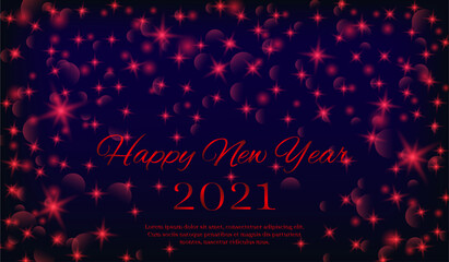 Happy New Year 2021 banner. Red and blue colors. Vector illustration for invitation, poster, banner, greeting card, cover.