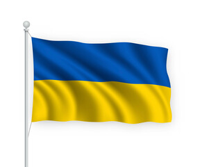 3d waving flag Ukraine Isolated on white background.