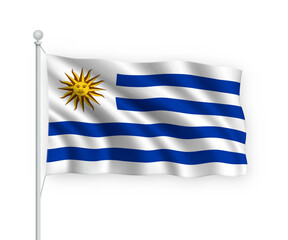 Fototapeta premium 3d waving flag Uruguay Isolated on white background.