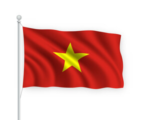 3d waving flag Vietnam Isolated on white background.