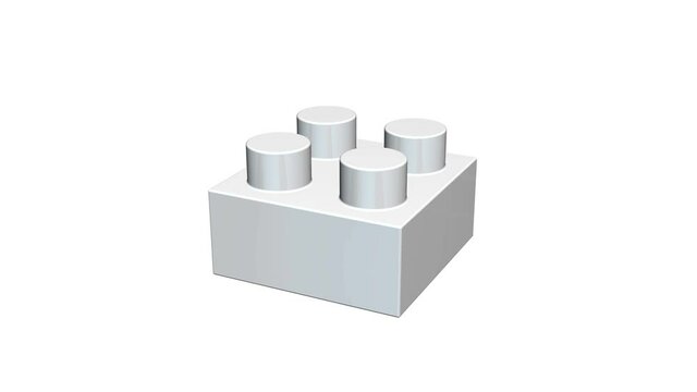 Constructor white plastic block. Video available in 4K FullHD and HD render footage