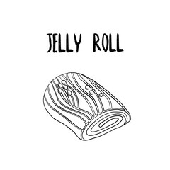 Outline jelly roll black and white objects on white background vector illustration
