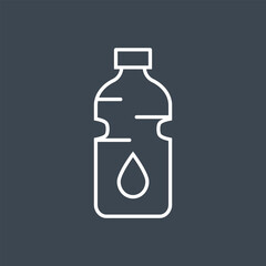 Bottle of water related vector thin line icon. Isolated onblack background. Editable stroke. Vector illustration.