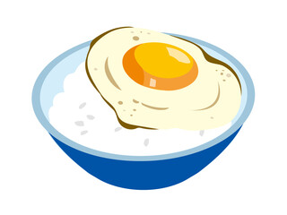 お茶碗に盛られた目玉焼き乗せご飯