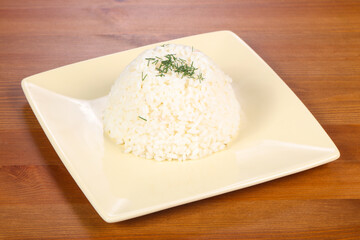 Steamed rice in the plate