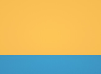 Fototapeta premium Abstract horizontally divided bi-color retro background. Pastel yellow and blue color.