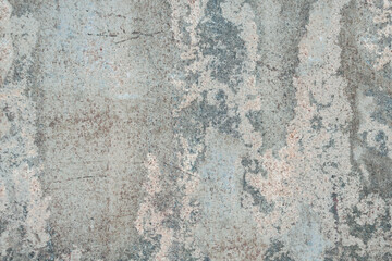 Abstraction pastel background with shades of beige, brown, gray. Oxidized metal, enamel, rusty metal texture, surface with rust streaks and scratches. Soft focus