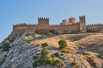 Fototapeta na wymiar Medieval Genoese fortress in Sudak, Crimean peninsula.