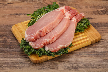 Raw pork steak for cooking
