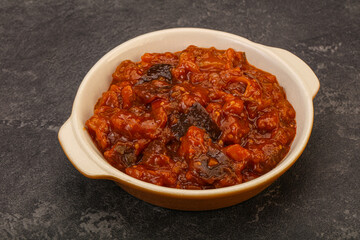 Eggplant saute with tomato and herbs