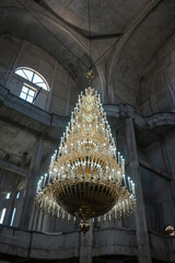 Vertical shot of a church chandelier