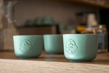 Closeup shot of coffee  cups