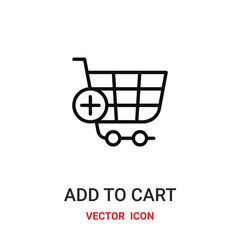 add to cart icon vector symbol. add to cart symbol icon vector for your design. Modern outline icon for your website and mobile app design.
