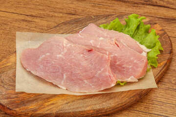 Raw pork steak for cooking