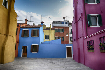 Fototapeta na wymiar Closeup shot of colorful buildings
