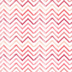 Chevron Zigzag Paint Brush Strokes Seamless pattern. Vector Abstract Grunge Pink background