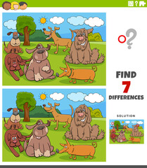 differences educational task for kids with dogs