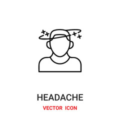 headache icon vector symbol. headache symbol icon vector for your design. Modern outline icon for your website and mobile app design.