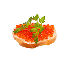 sandwich with red caviar