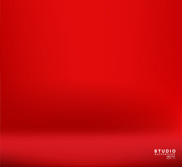 Empty red color studio room luxury background. Abstract gradient