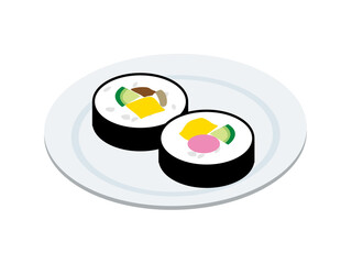 お皿に盛られた太巻寿司