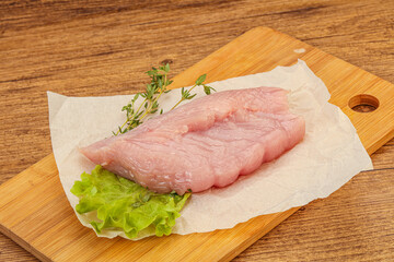 Raw turkey breast steak for cooking