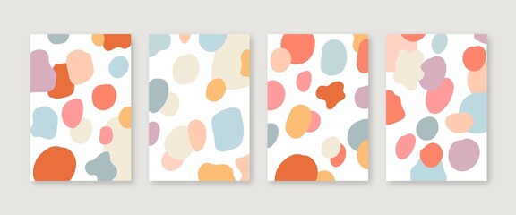 Modern minimal covers set. Contemporary poster design. Colorful vector collages with hand drawn organic shapes, textures and graphic elements.