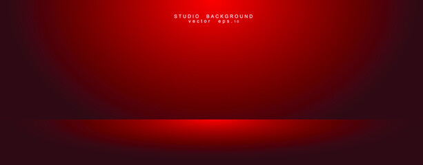 Empty red color studio room luxury background. Abstract gradient red, used as background for display products design web template, Vector illustration
