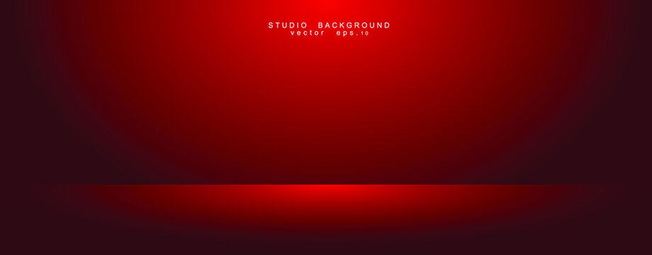 Empty red color studio room luxury background. Abstract gradient red, used as background for display products design web template, Vector illustration