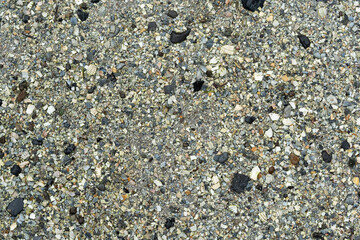 rough concrete path with medium pebble stones pattern texture top view