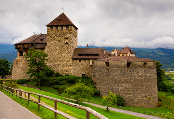Fototapeta na wymiar View of medieval Vaduz castle, palace of the Prince of Liechtenstein