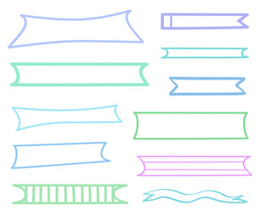 Fototapeta premium Abstract ribbon. Colorful outlined elements on isolated background. Colored ribbons on white