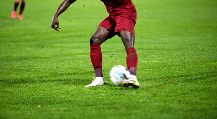 banner of soccer game players fighting for football