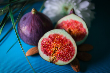 fresh figs on a wooden board