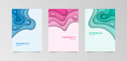 Liquid abstract papercut background collection