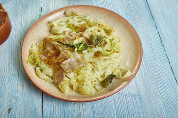 Creamy courgette  bacon pasta