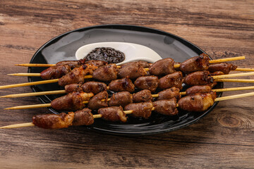 Asian cuisine - chicken hearts skewer