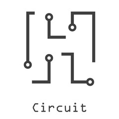 Logotipo abstracto letra inicial H lineal como circuito electrónico en color gris