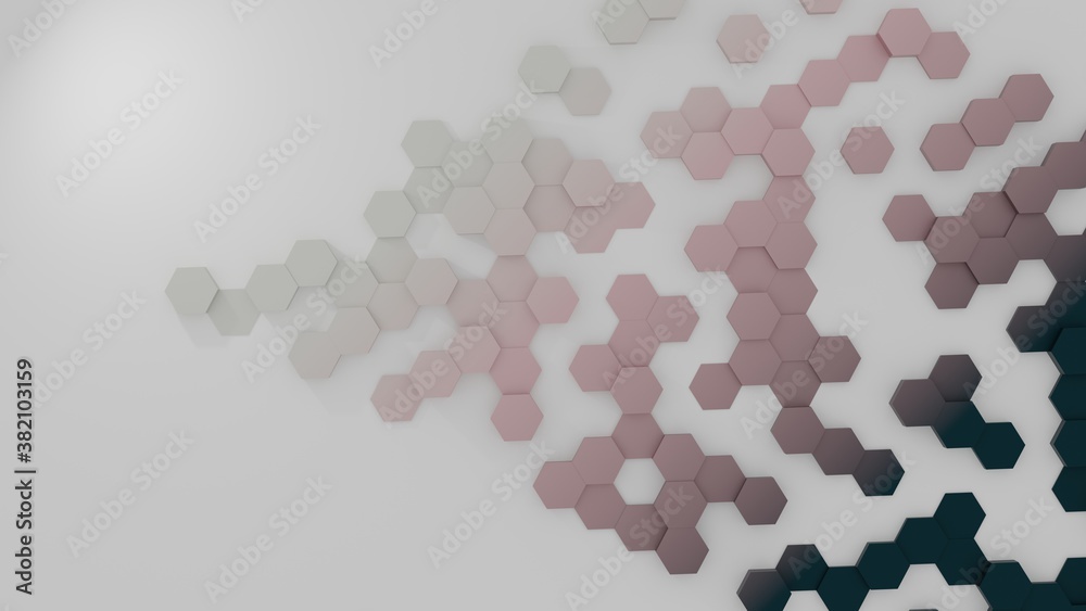 Wall mural hexagonal pattern wallpaper with vertical displacement and 3d lighting