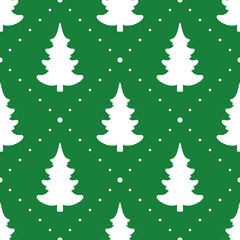 Seamless vector. Fir-tree background. Christmas tree motif. New Year wallpaper. Holidays ornament. Winter pine trees image. Xmas illustration. Pines pattern. Floral backdrop. Textile print design.