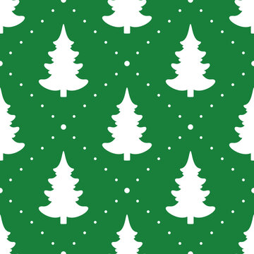 Seamless vector. Fir-tree background. Christmas tree motif. New Year wallpaper. Holidays ornament. Winter pine trees image. Xmas illustration. Pines pattern. Floral backdrop. Textile print design.