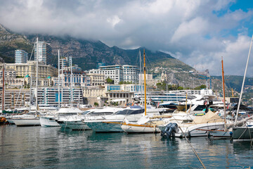 Fototapeta na wymiar Monaco-Monte Carlo marine: wonderful city of the cote-d‚ÄôAzur in a sunny day with blue sky