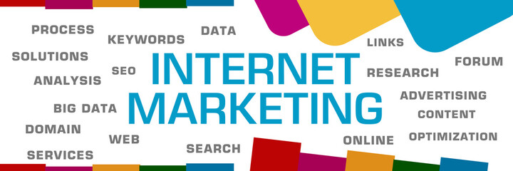 Internet Marketing Word Cloud Abstract Colorful Background 