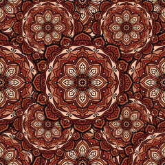 Seamless repeating pattern consisting of colored mandal.Vector