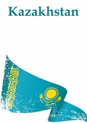 Flag of Kazakhstan, Republic of Kazakhstan. Template for award design, an official document with the flag of Kazakhstan. Bright, colorful vector illustration.