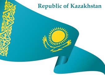 Flag of Kazakhstan, Republic of Kazakhstan. Bright, colorful vector illustration.