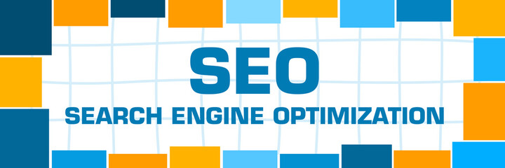 SEO - Search Engine Optimization Blue Orange Surround Boxes Horizontal 