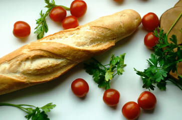 bread with tomatoes and herbs
