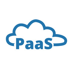 Platform as a service. PaaS technology icon, logo. Packaged software, decentralized application, cloud computing. Gear wheels. Application service. Vector illustration.