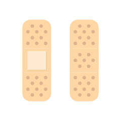 Vector isolated band aid (front and back side). Flat graphics.